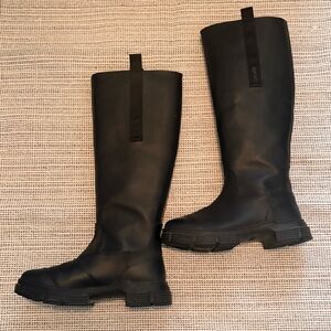 Ganni Black Chunky Sole Boots
